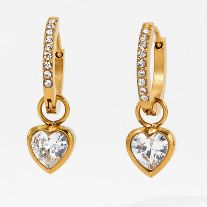 Zircona Heart Studded Huggies