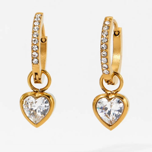 Zircona Heart Studded Huggies