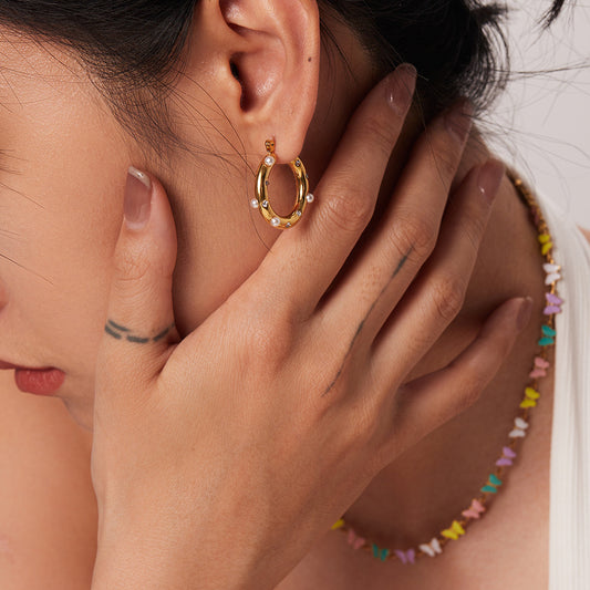 Roma Pearl Hoops