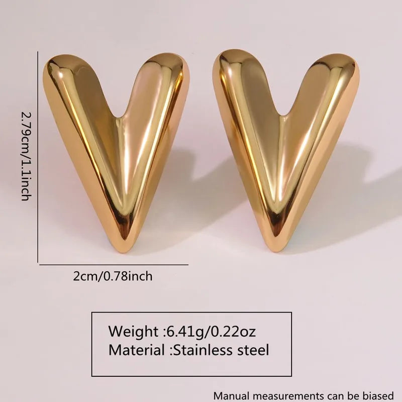 Elongated Hearts Stud Earrings