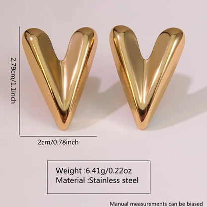 Elongated Hearts Stud Earrings