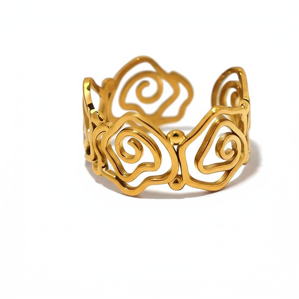 Golden Swirl Statement Ring