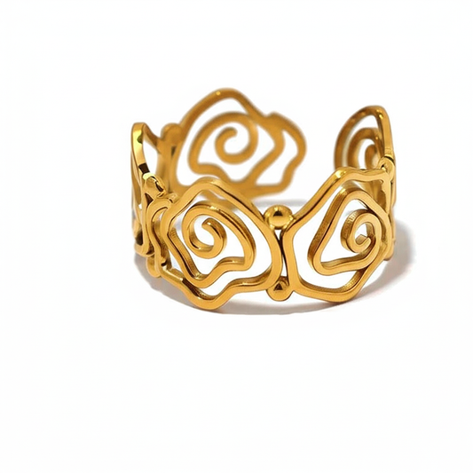 Golden Swirl Statement Ring
