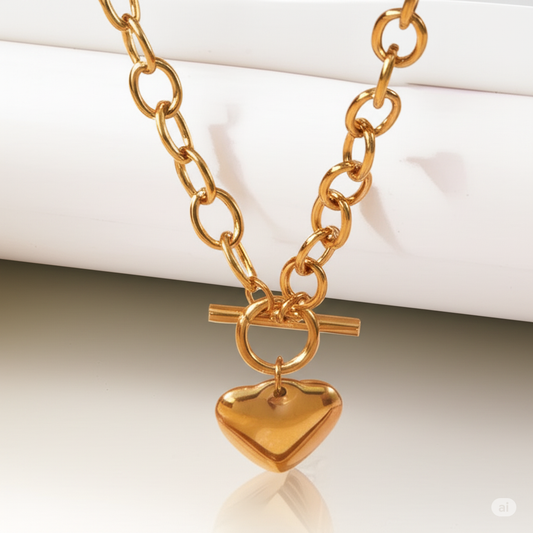 Mariah Heart Cable ChainNecklace