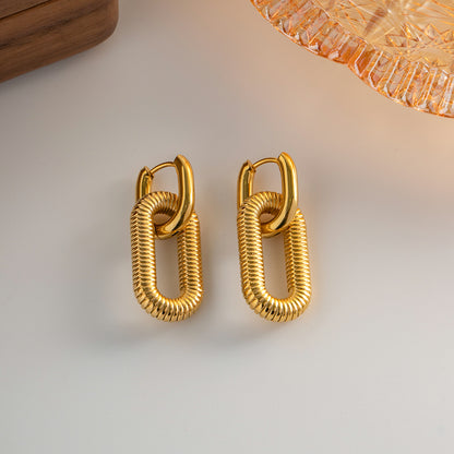 Bold Link Textured Drop Earrings