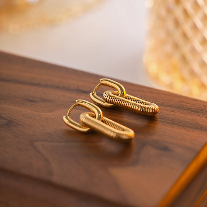Bold Link Textured Drop Earrings