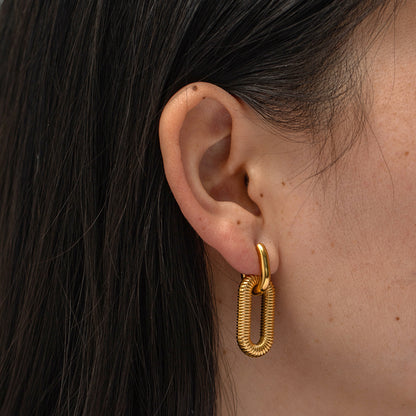 Bold Link Textured Drop Earrings