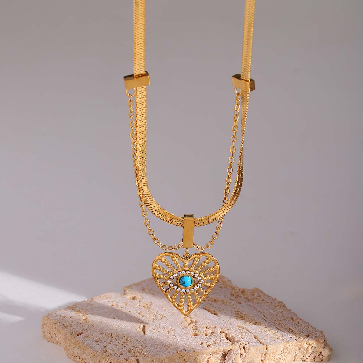 Blue Evil-Eye Snake Necklace