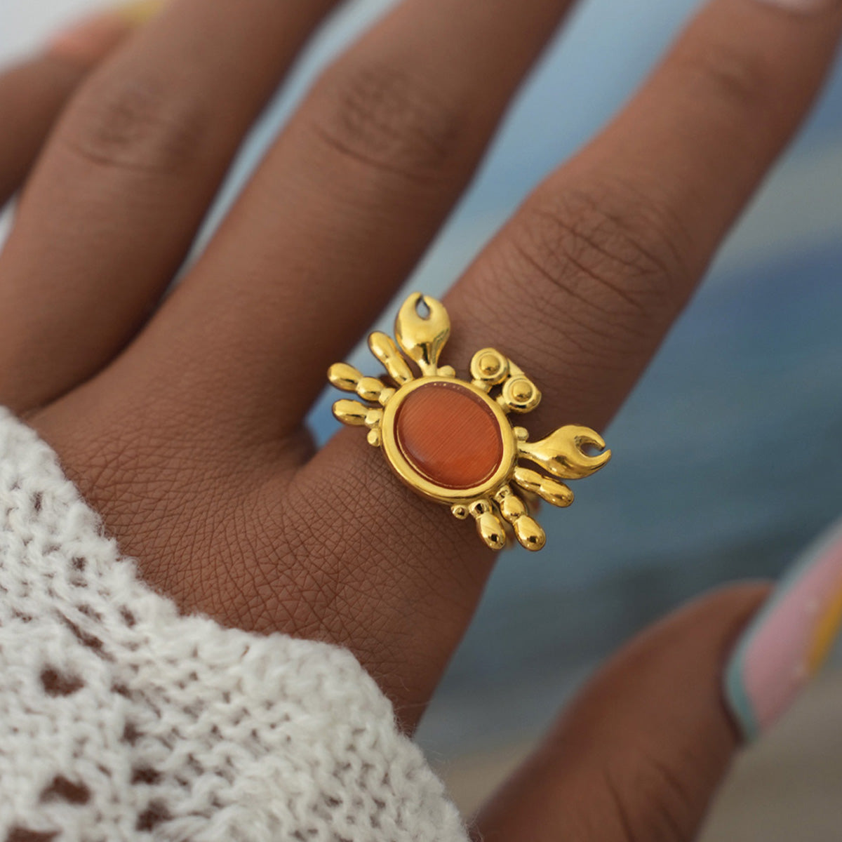 So Crabby Vacation Open Rings