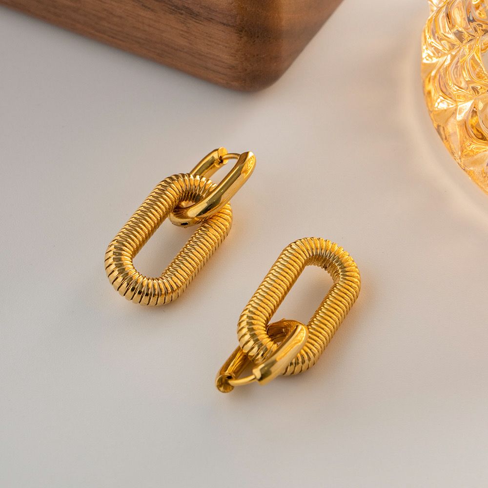 Bold Link Textured Drop Earrings