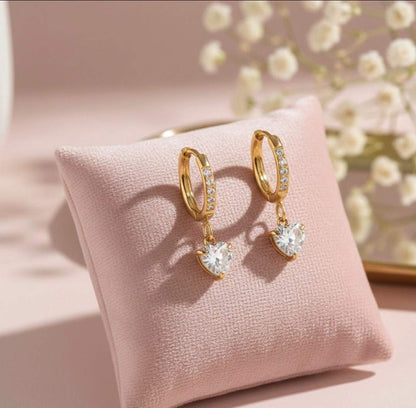 Heart Zircon Droplet Earrings